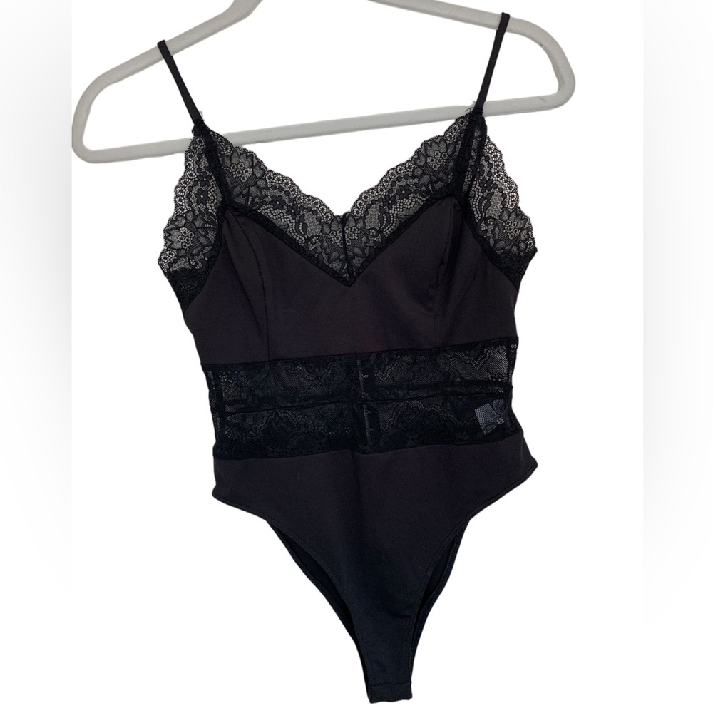 Blue Blush Lace Bodysuit Black Size S